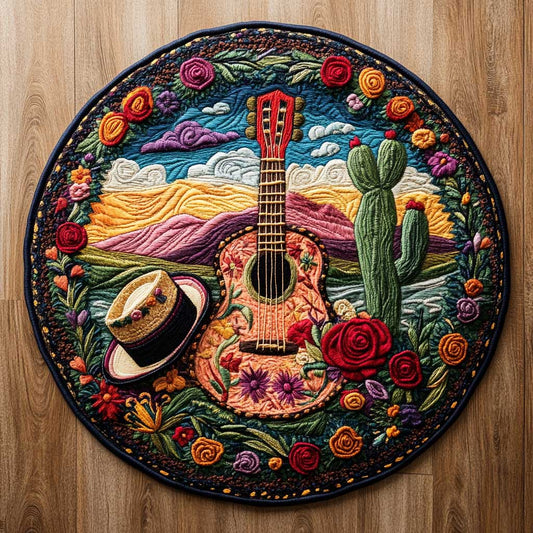Sombrero And Guitar WN1405042CL Quilted Round Mat