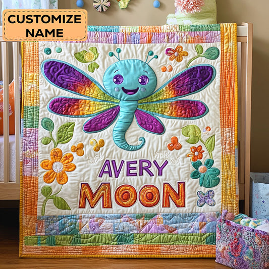 Rainbow Dragonfly WY2807016CL Personalized Baby Quilt
