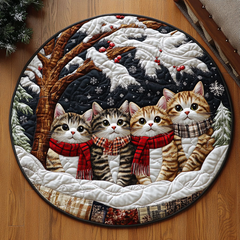 Winter Cats KL2411004CL Quilted Round Mat