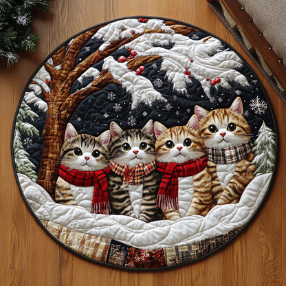 Winter Cats KL2411004CL Quilted Round Mat