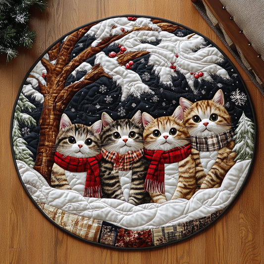 Winter Cats KL2411004CL Quilted Round Mat