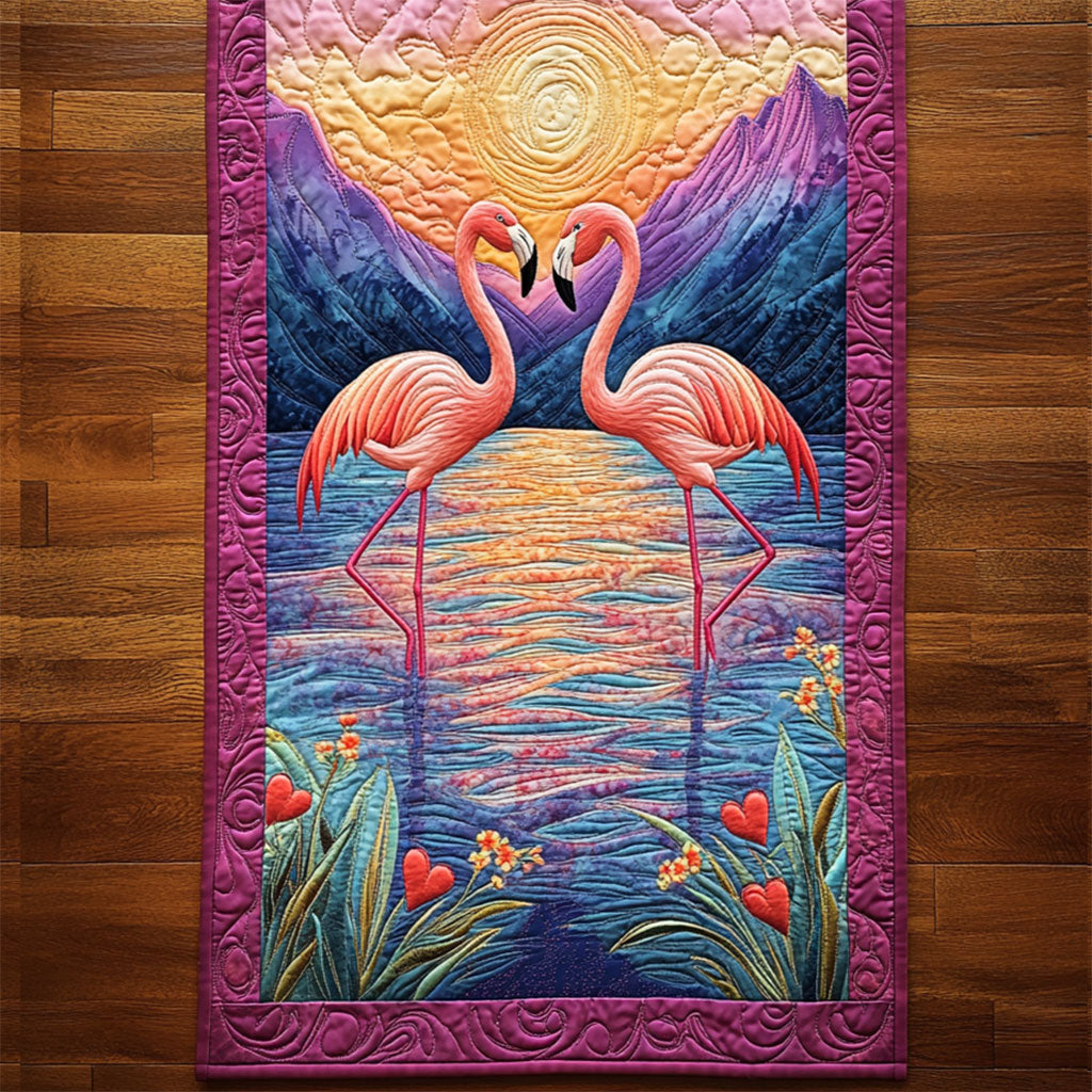 Flamingo In Sunset WY2304018CL Quilted Table Runner
