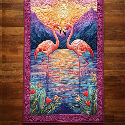 Flamingo In Sunset WY2304018CL Quilted Table Runner