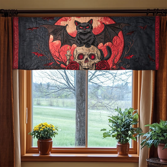 Mystic Skull Cat WX0905038CL Quilted Valance
