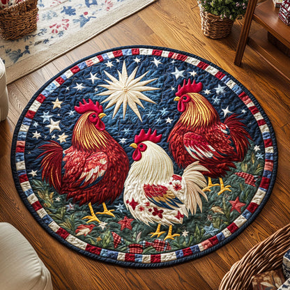 Rooster Flower WX1206035CL Quilted Round Mat