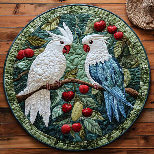 Cherry Cockatoos WY1408037CL Quilted Round Mat