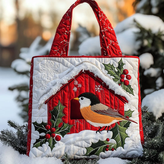 Christmas Haven European Robin WN2810012CL Quilted Tote Bag
