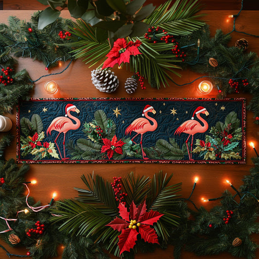 Flamingo Stocking Squad WN1107026CL Quilted Table Runner