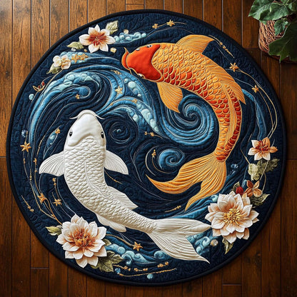 Golden Koi Harmony WY0508006CL Quilted Round Mat