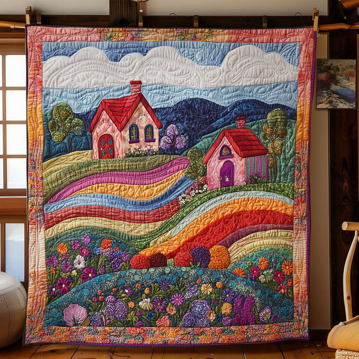 Sunset Flower Cottage WN1507096CL Quilt