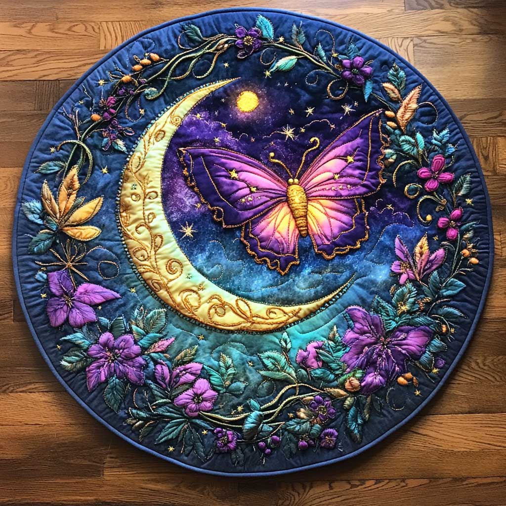 Moonlight Butterfly WN2504031CL Quilted Round Mat