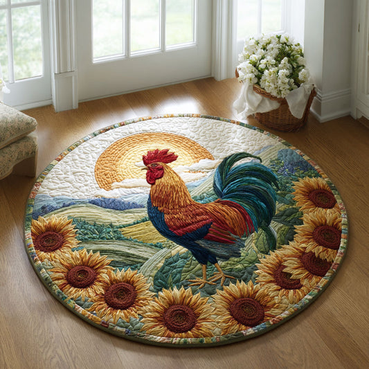 Morning Glow Rooster CW0810007CL Quilted Round Mat