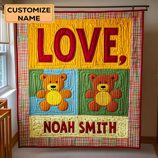 Sweet Bear Hugs WY1807030CL Personalized Baby Quilt