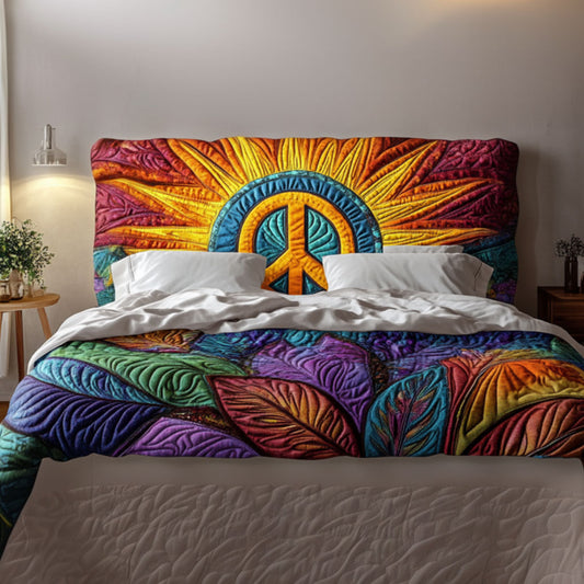 Joyful Hippie Peace KL2012015CL Quilted Headboard Slipcover