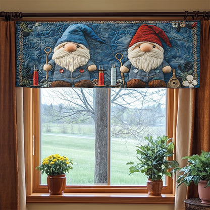 Gnome In Blue WN1406060CL Quilted Valance