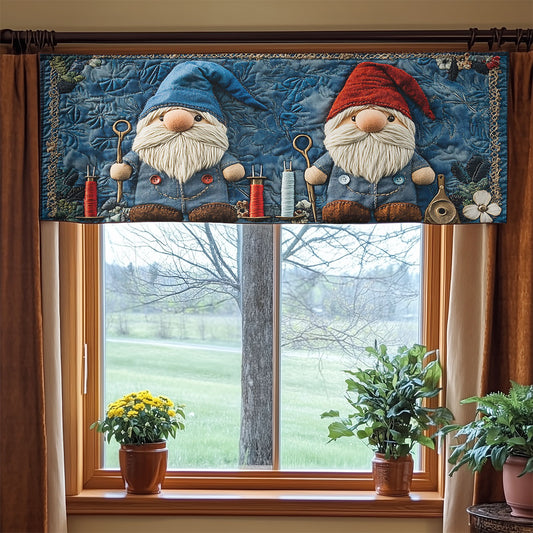 Gnome In Blue WN1406060CL Quilted Valance