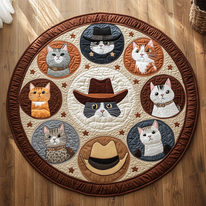 Cowboy Cats WY2008080CL Quilted Round Mat