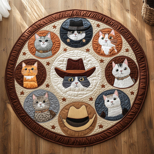 Cowboy Cats WY2008080CL Quilted Round Mat