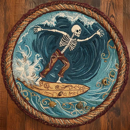 Skeleton Surfer Spirit WN1205091CL Quilted Round Mat