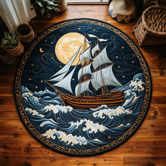 Full Moon Nautical Journey WY3006078CL Quilted Round Mat