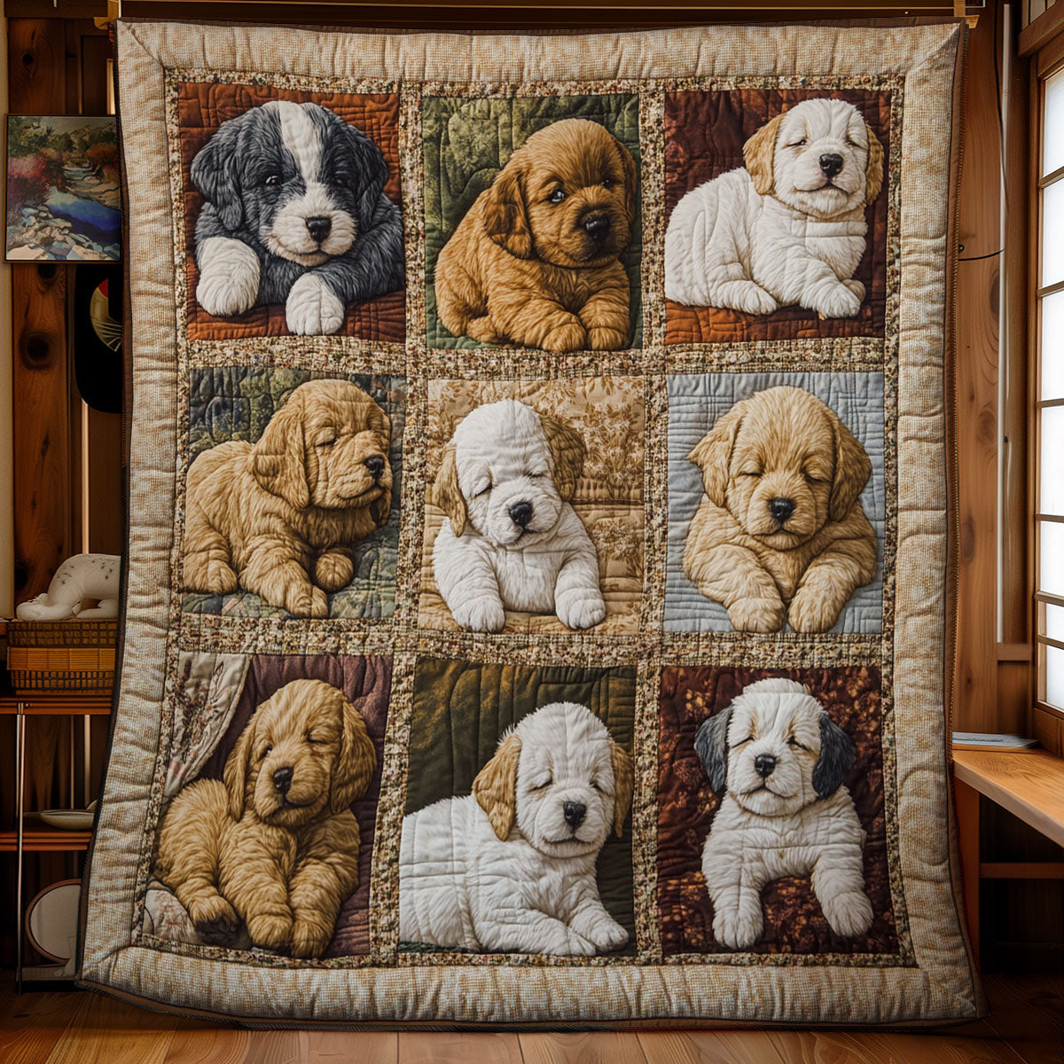 Cute Sleeping Puppy WY1801063CL Quilt
