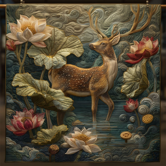 Deer With Lotus LT1509056CL Quilt