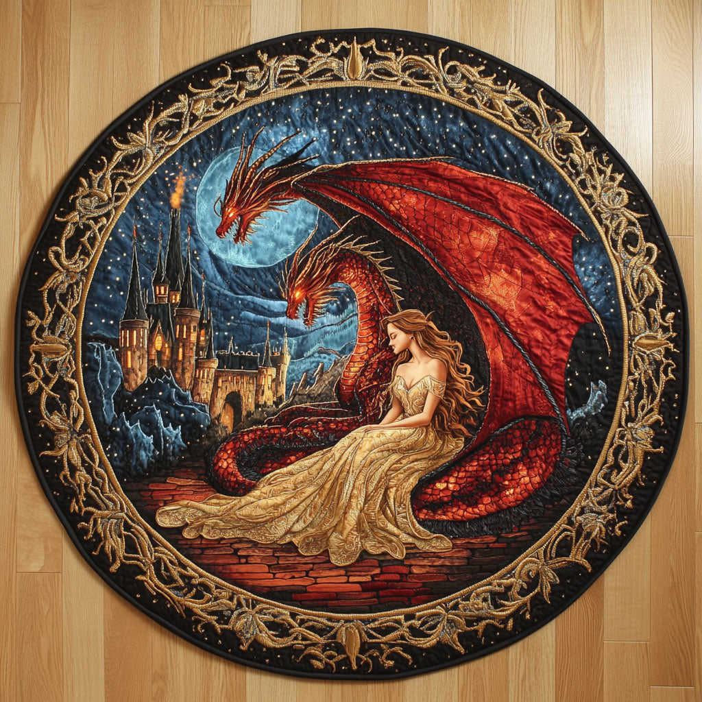 Dragon Moonrise WN0307022CL Quilted Round Mat