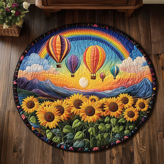 Rainbow Balloon Meadow CW1807036CL Quilted Round Mat