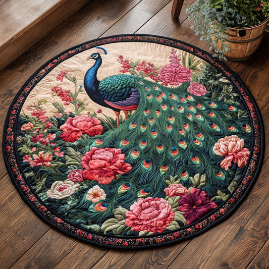 Beautiful Peacock CW1707001CL Quilted Round Mat