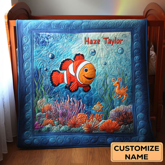 Clownfish Reef WN2907023CL Personalized Baby Quilt