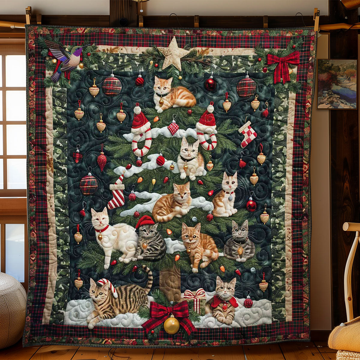 Cat Christmas Tree WN1610060CL Quilt