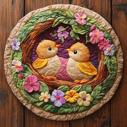 Baby Birds Nestled WJ1804029CL Quilted Round Mat