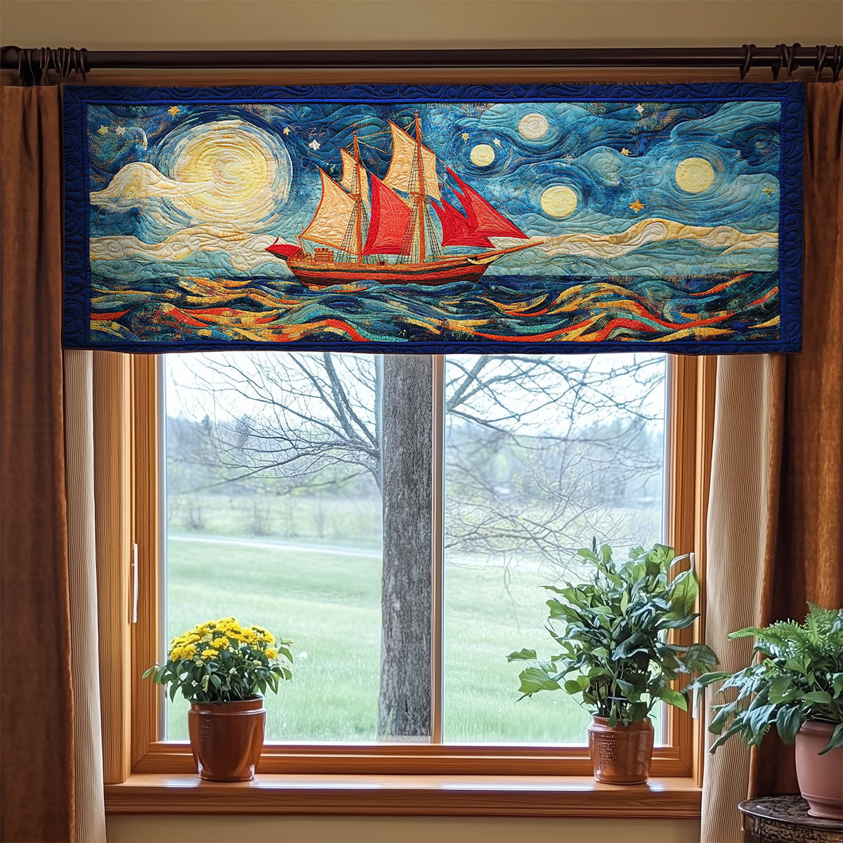 Starry Sail WY1605048CL Quilted Valance