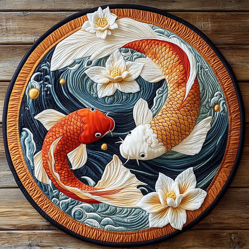 Koi Embrace WY0508007CL Quilted Round Mat