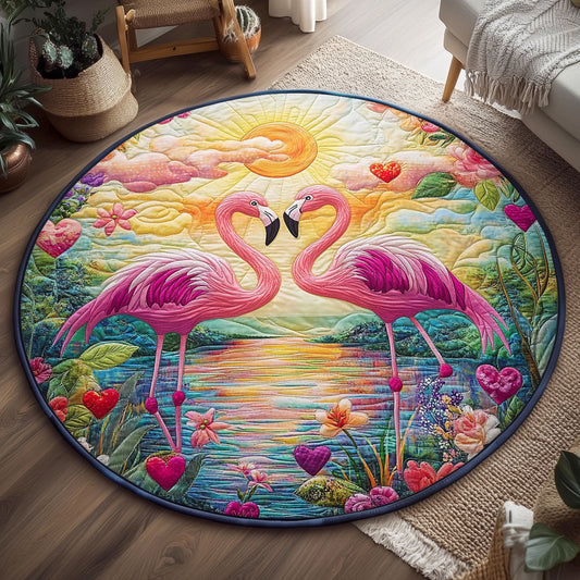Glowing Flamingo WJ1104029CL Quilted Round Mat
