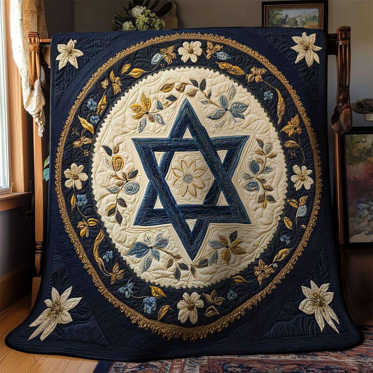 Golden Jewish Star WN2203041CL Quilt