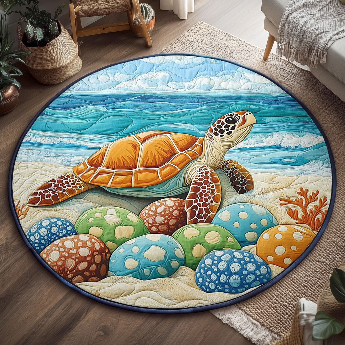 Turtle Nest WJ0904048CL Quilted Round Mat