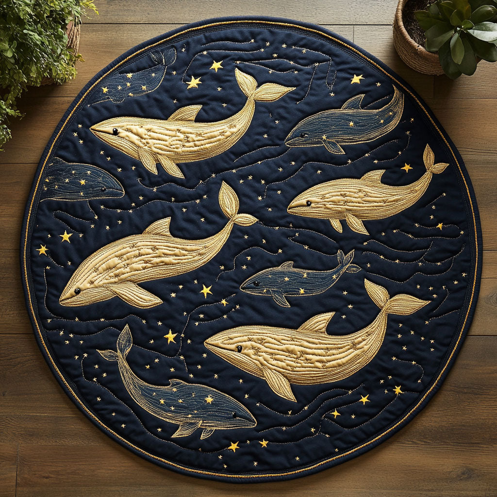 Golden Whales CW0306020CL Quilted Round Mat