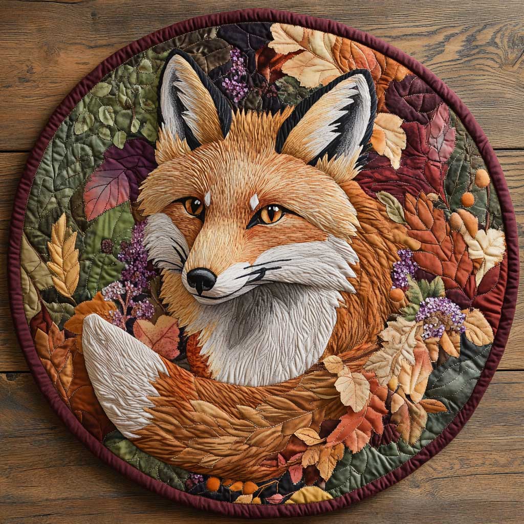 Adorable Fox CQ0605019CL Quilted Round Mat