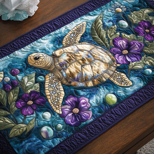 Floral Turtle WY2605025CL Quilted Table Runner