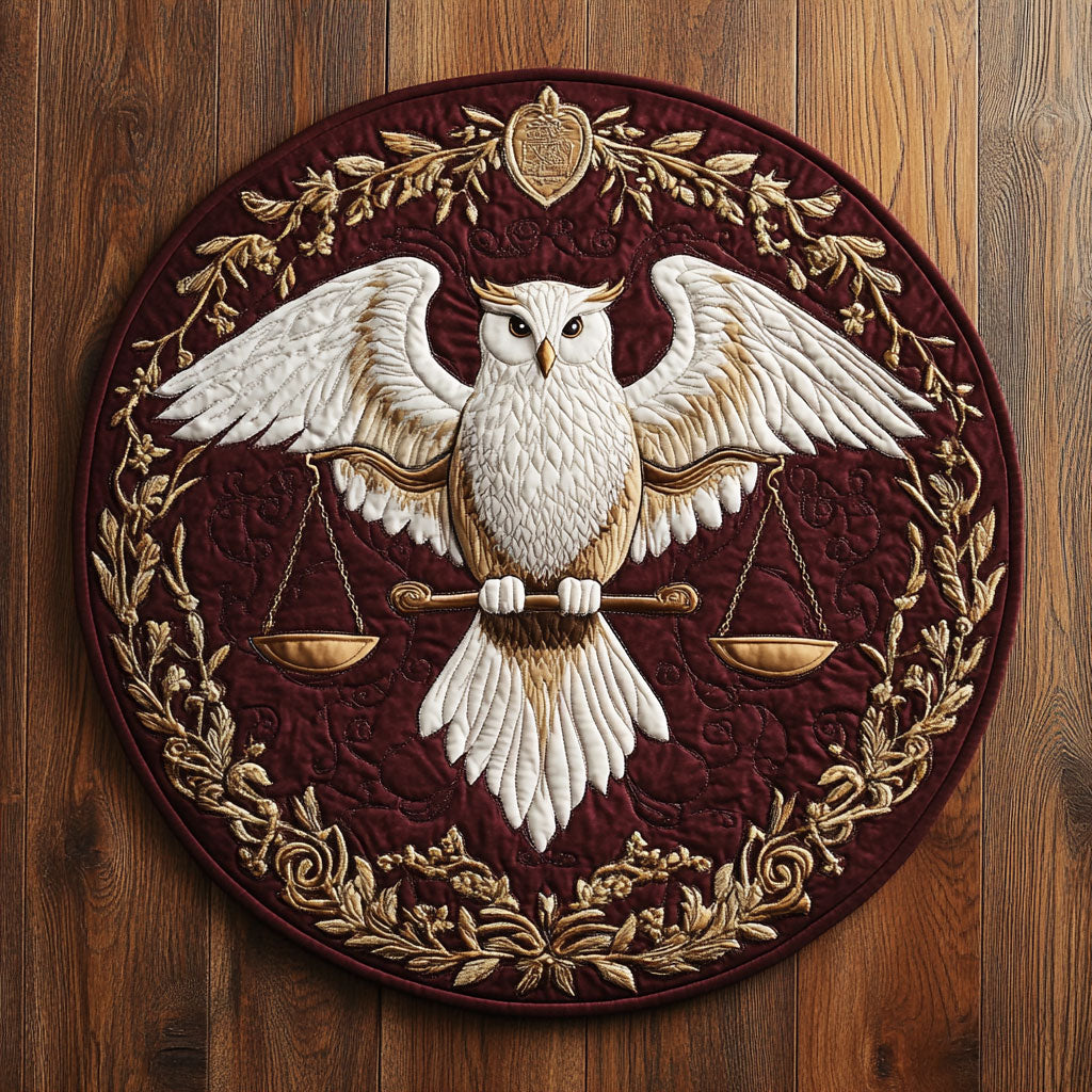 Crowned Owl WN2307004CL Quilted Round Mat