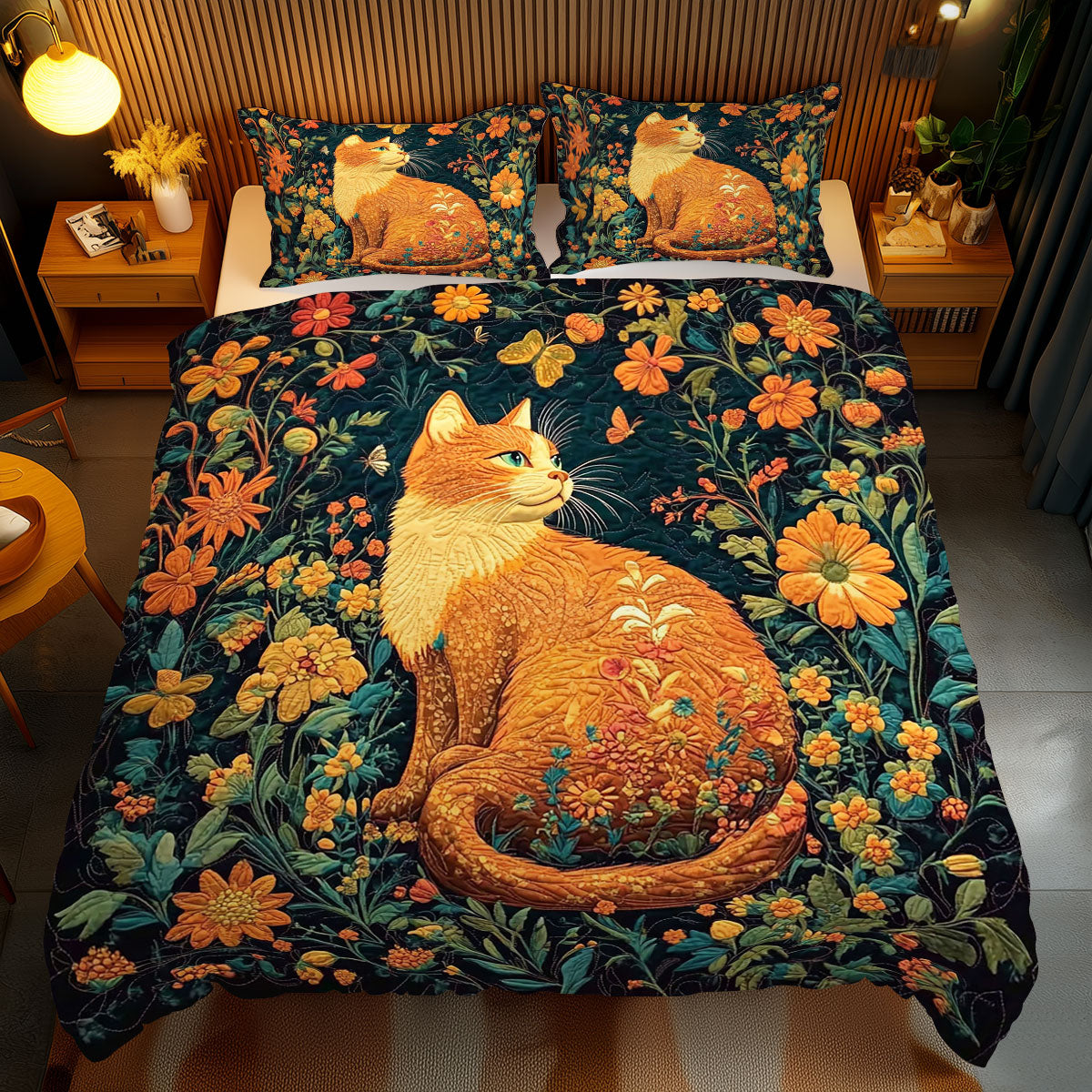 Purring Among Flowers WJ2612034CL Duvet Cover Set