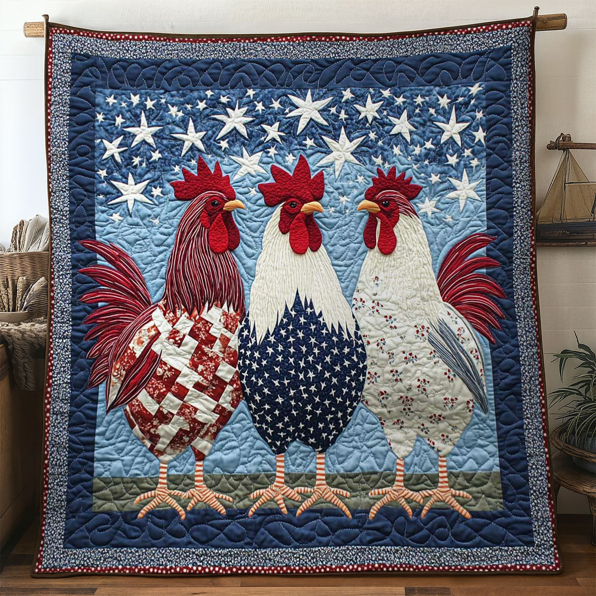 Freedom Memorial Day Rooster WN0204007CL Quilt