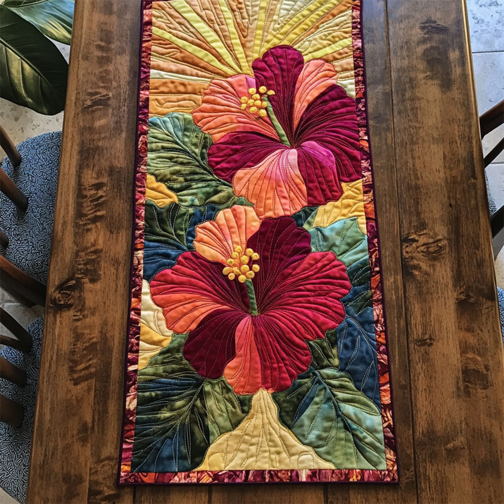Hibiscus WY1806046CL Quilted Table Runner