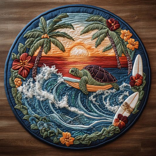 Turtle Journey WN3105057CL Quilted Round Mat