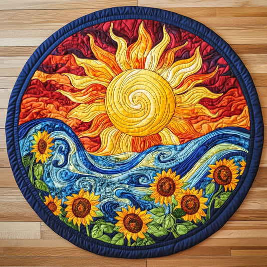 Sunshine Sunflower WX2904041CL Quilted Round Mat