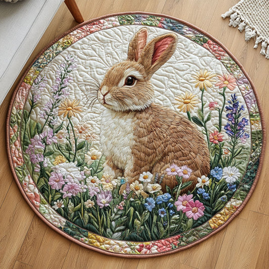 Floral Bunny CW1001068CL Quilted Round Mat