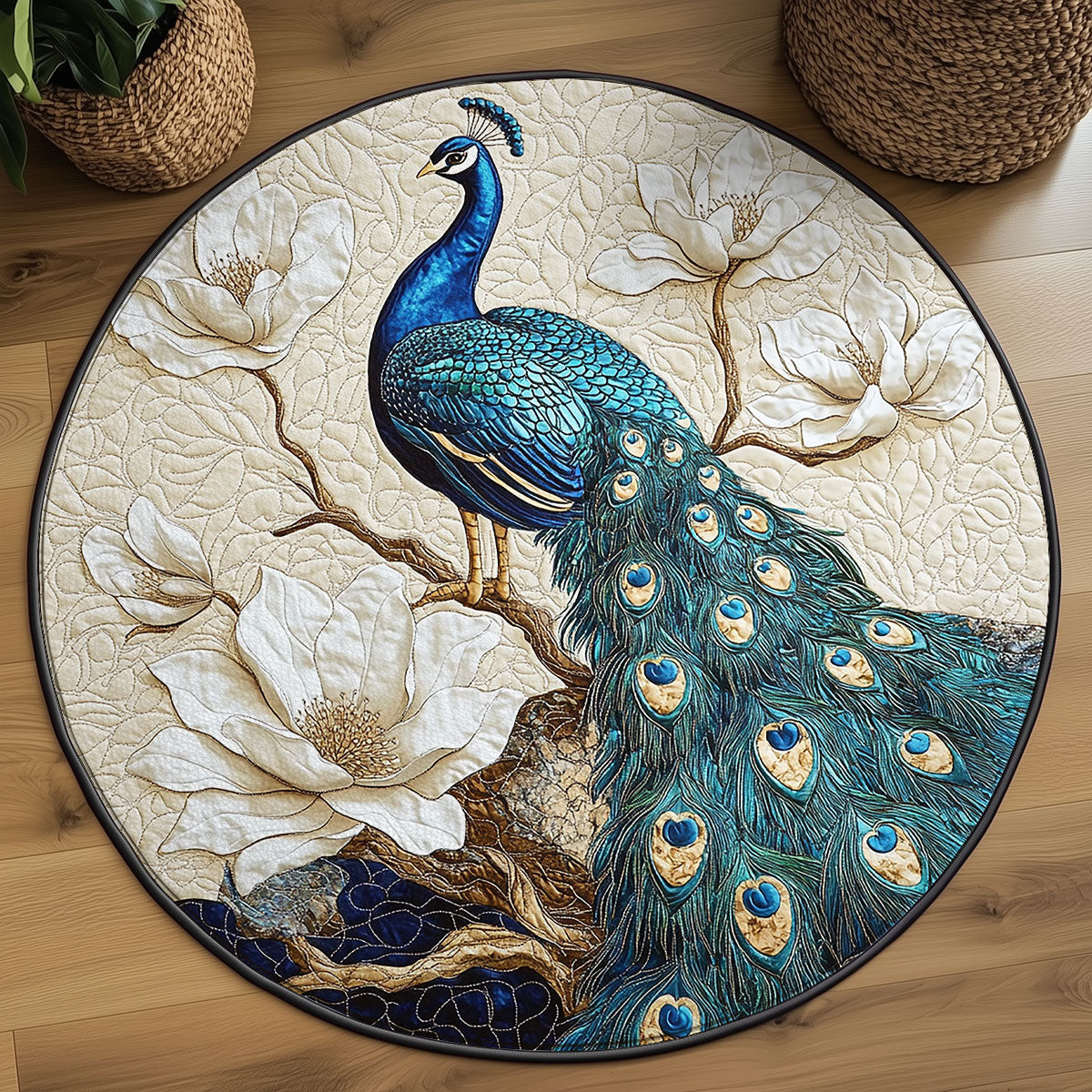 Magnolia And Peacock WY2003124CL Quilted Round Mat