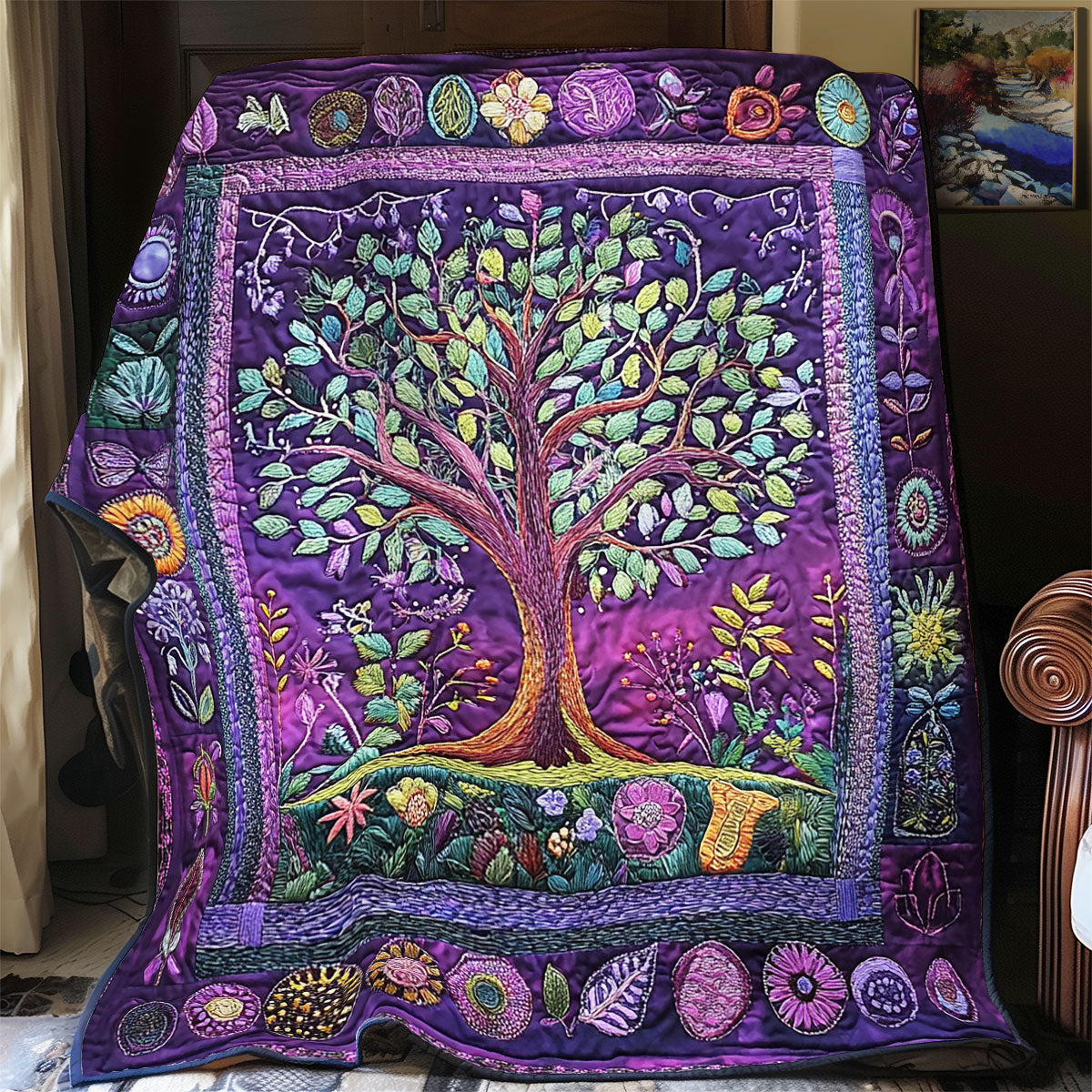 Purple Tree Of Life WX2201039CL Quilt