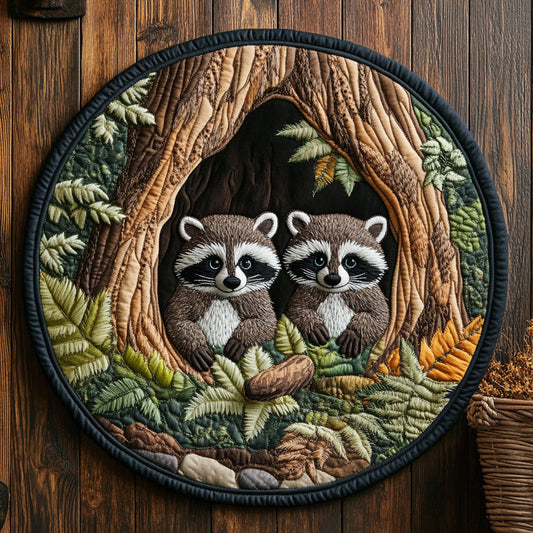 Raccoon Family CM3105001CL Quilted Round Mat